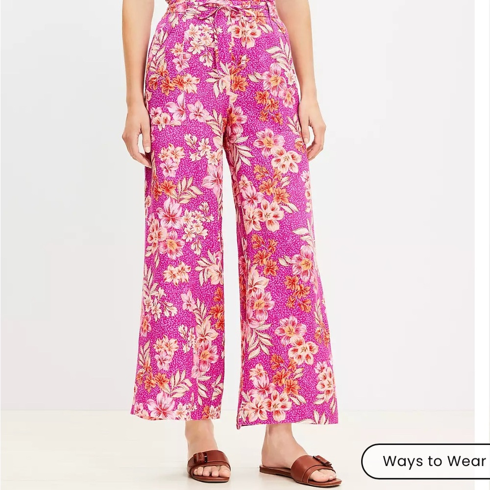 Loft Breezy Wide Leg Pants in Lily Linen Blend Sz Medium